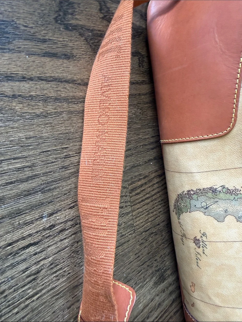Alviero Martini Map-Print Messenger Bag in Tan and Brown